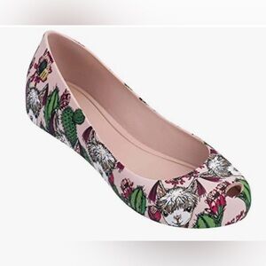 Melissa Pink and Green Floral Ballet Flats